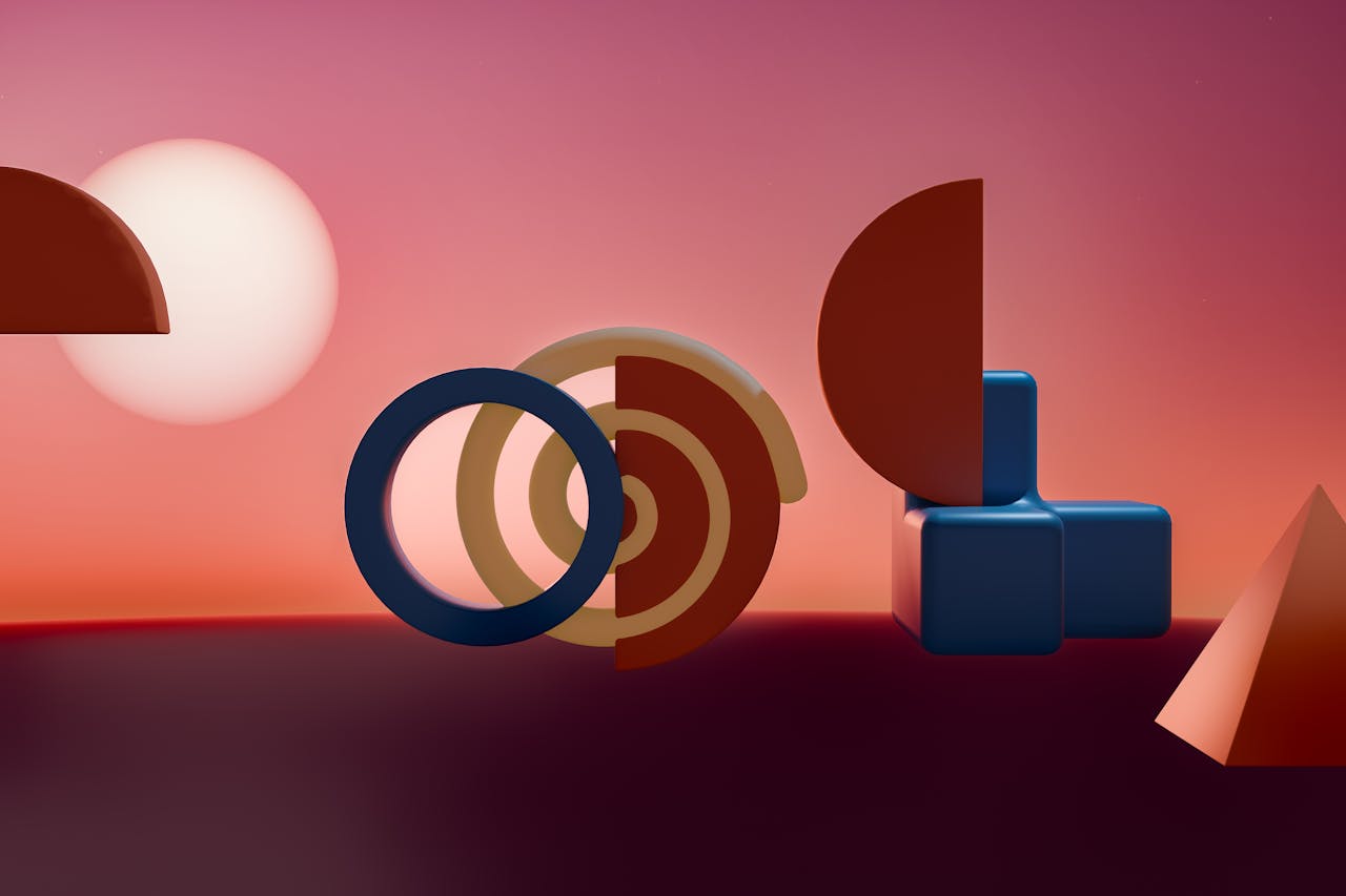 Mastering the First Impression: Your intriguing post title goes here Abstract 3D visualization of colorful geometric shapes against a vibrant sunset backdrop.